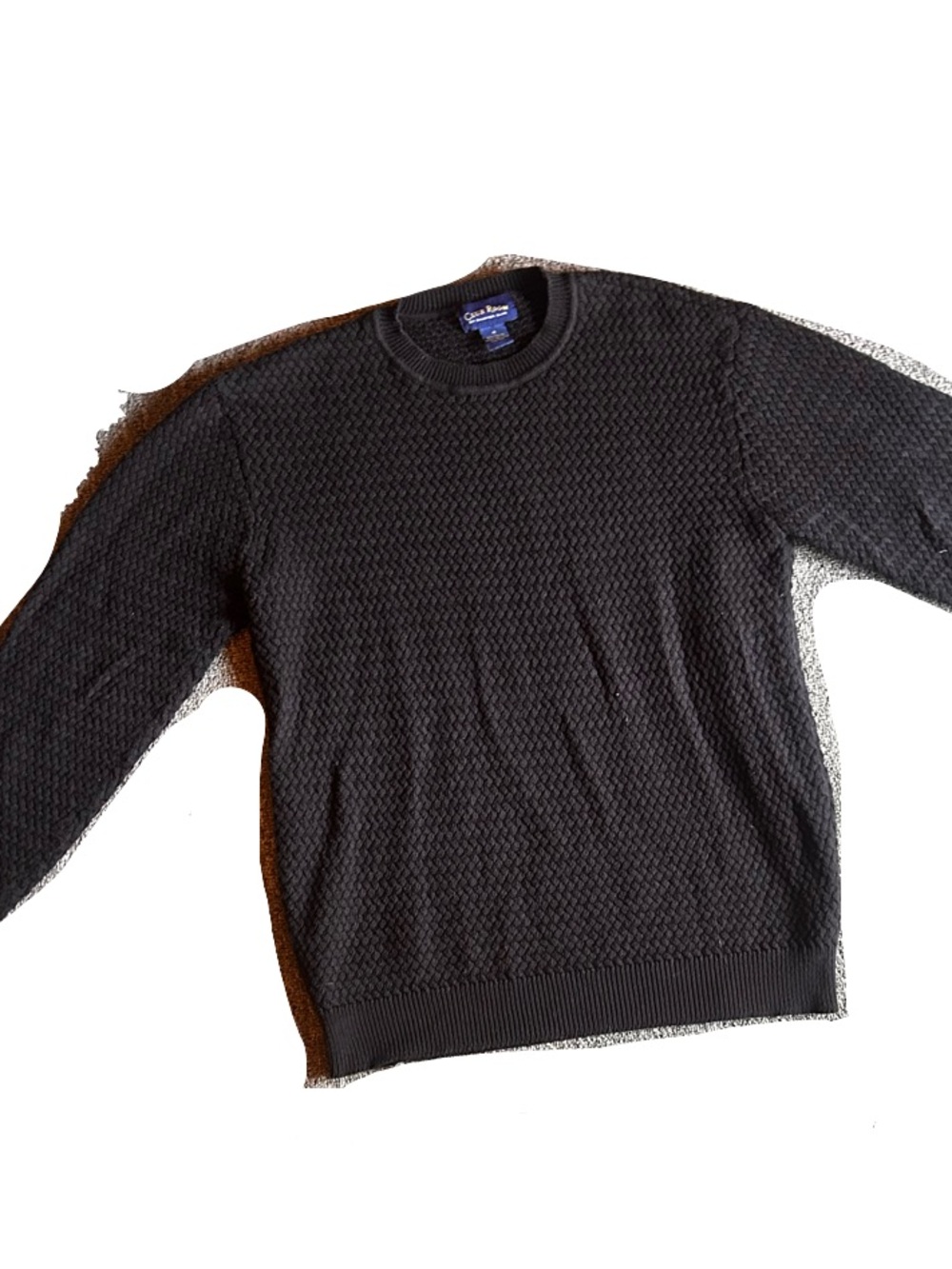 Club Room Black Textured Knit Crewneck Sweater